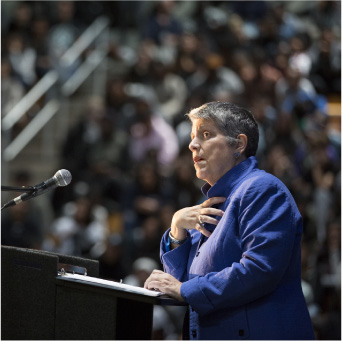 president napolitano speaking to students