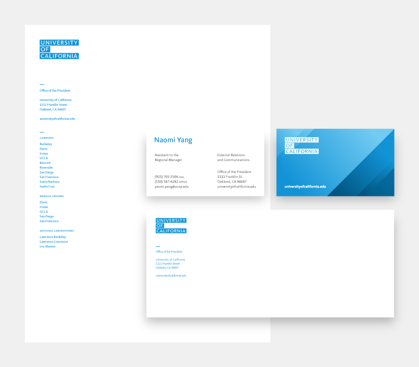 stationery system including letterhead, business cards and envelope
